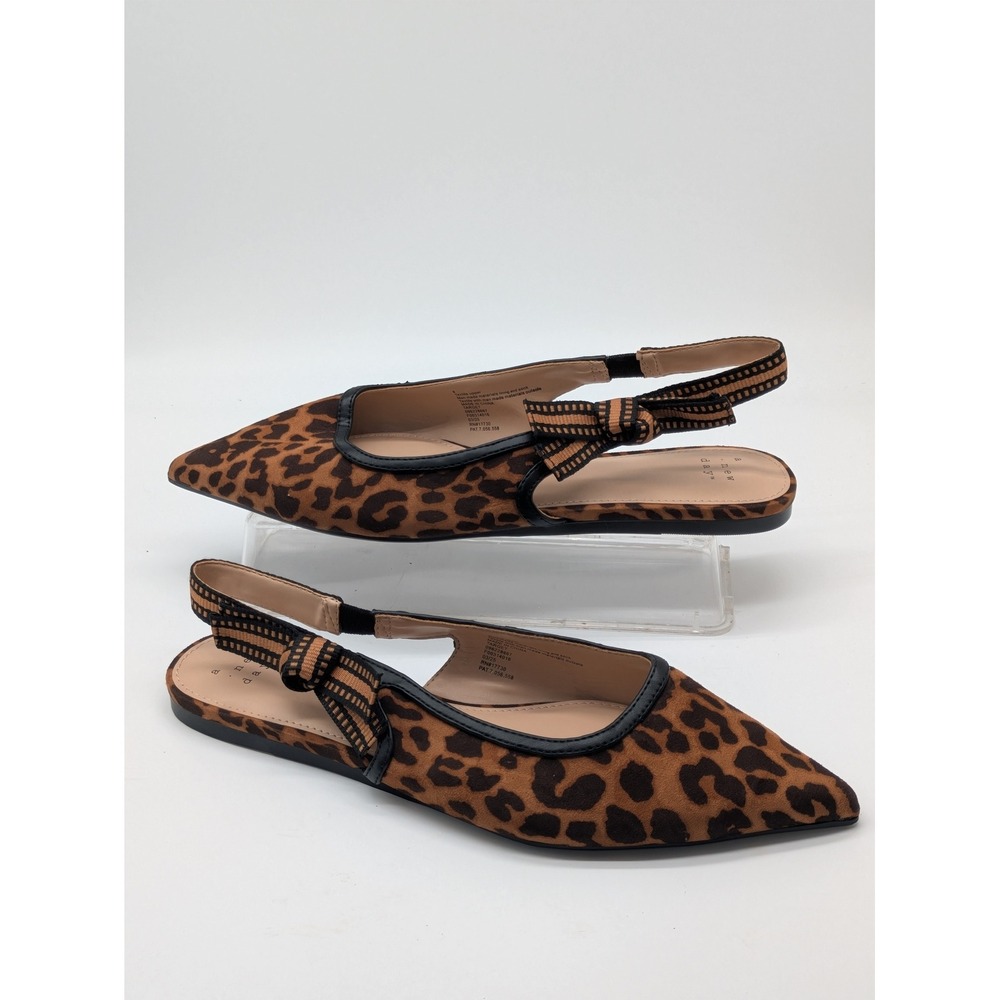 A New Day Womens 8 Leopard Print Slingback Flats Pointed Toe Bow Target